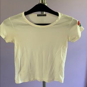 Brandy Melville Short Sleeve with Rose Embroidery